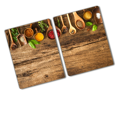 Kuchyňská deska velká skleněná Koření dřevo