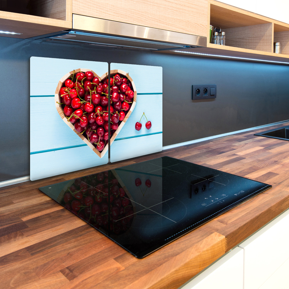 Kuchyňská deska velká skleněná Srdce z viště
