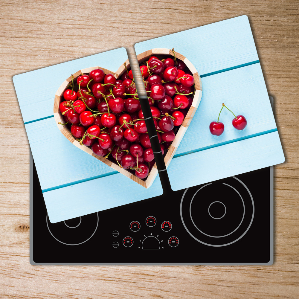 Kuchyňská deska velká skleněná Srdce z viště
