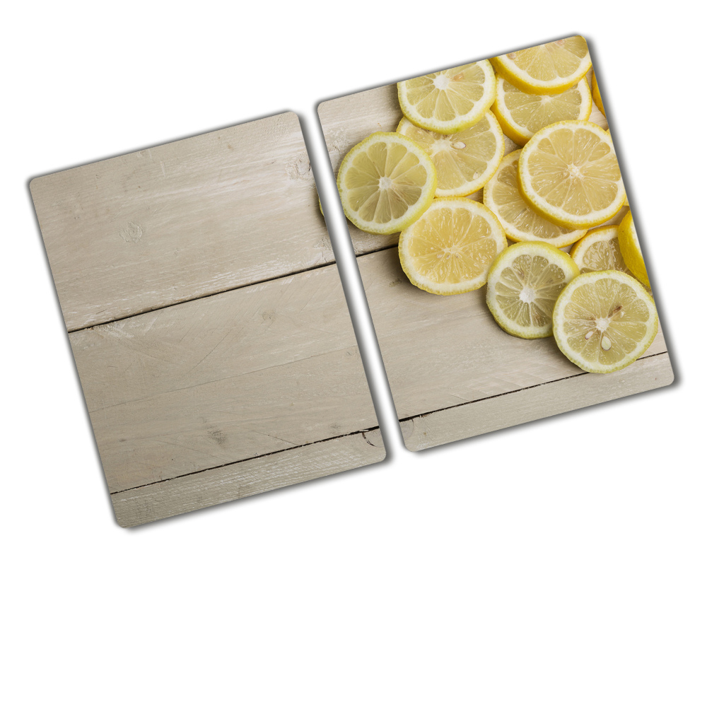 Kuchyňská deska velká skleněná Citrony a dřevo