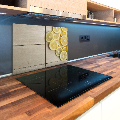 Kuchyňská deska velká skleněná Citrony a dřevo