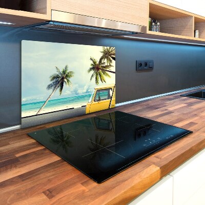 Kuchyňská deska skleněná Dodávka pláž