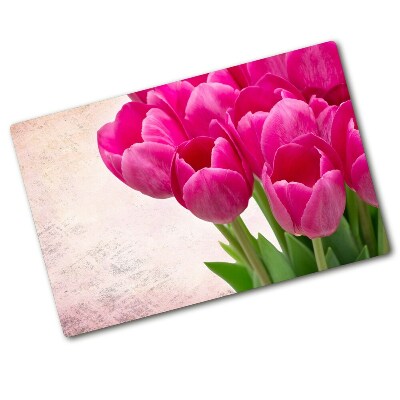 Deska na krájení tvrzená Růžové tulipány