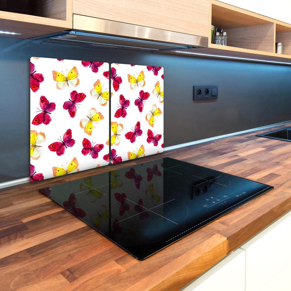 Kuchyňská deska skleněná Motýle a květiny