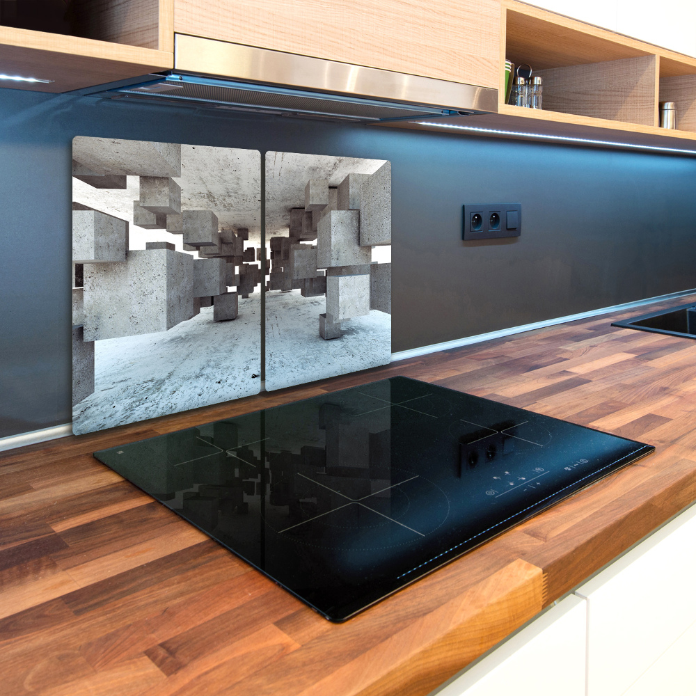 Kuchyňská deska skleněná Krychle beton