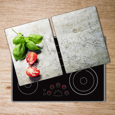 Kuchyňská deska velká skleněná Rajčata a bazalka