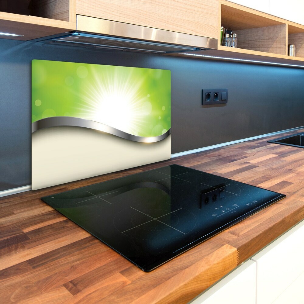 Kuchyňská deska velká skleněná Zelená abstrakce