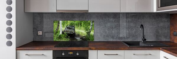 Dekorační panel sklo Jeep v lese