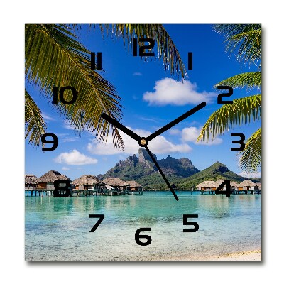 Skleněné hodiny na stěnu Palmy na Bora Bora
