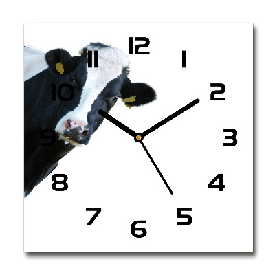 Skleněné nástěnné hodiny čtverec Kráva