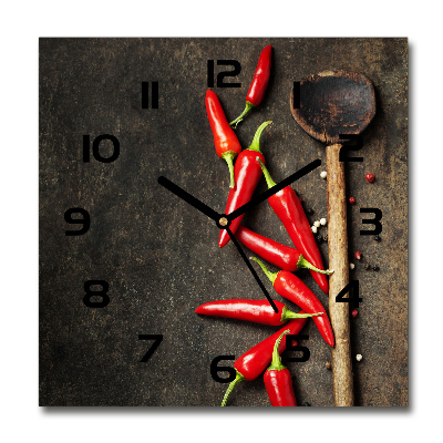 Skleněné hodiny na stěnu Chilli papričky