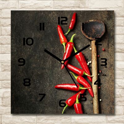Skleněné hodiny na stěnu Chilli papričky
