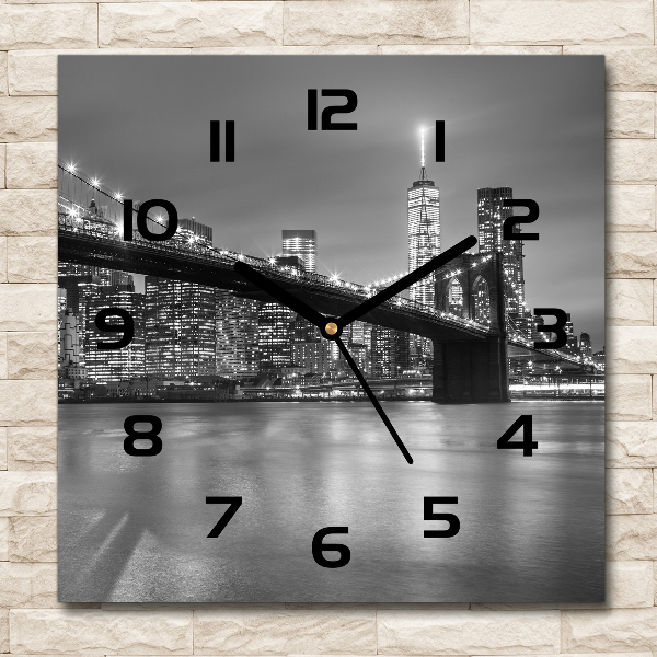 Skleněné hodiny čtverec New York noc