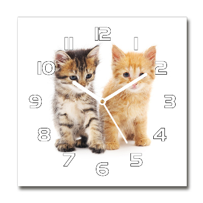 Skleněné hodiny čtverec Hnědá a červená kočka