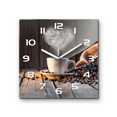 Skleněné hodiny čtverec Šálek kávy