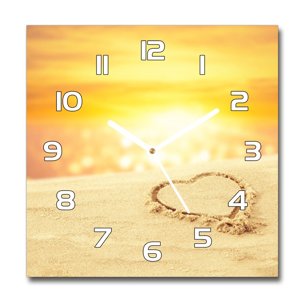 Skleněné hodiny čtverec Srdce na písku