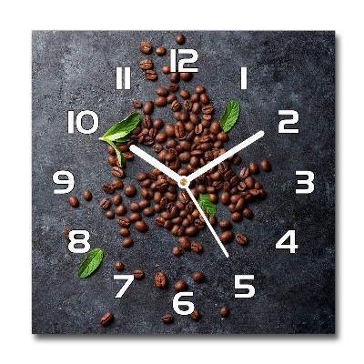 Skleněné hodiny čtverec Zrnka kávy