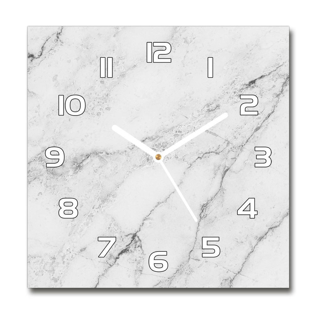 Skleněné nástěnné hodiny čtverec Mramor