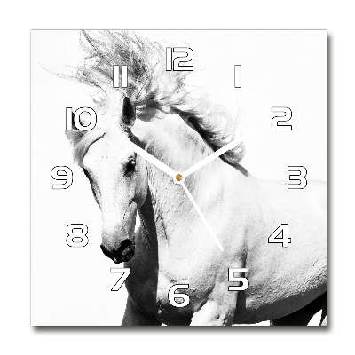 Skleněné hodiny čtverec Bílý kůň