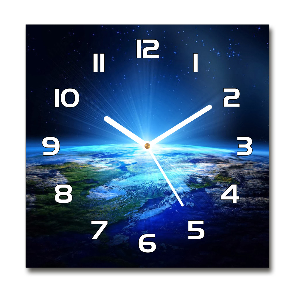 Skleněné hodiny čtverec Planeta Země