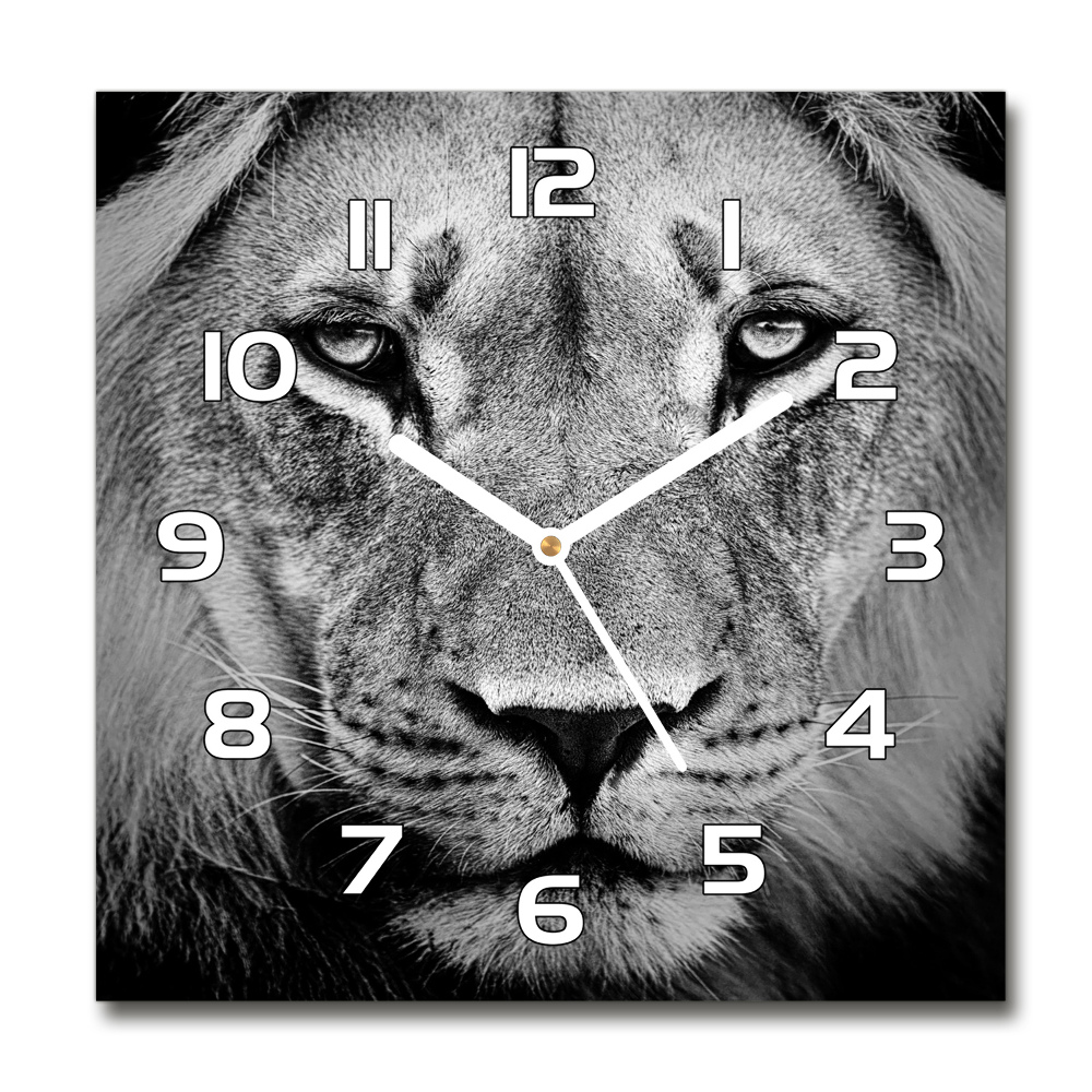 Skleněné hodiny čtverec Portrét lva