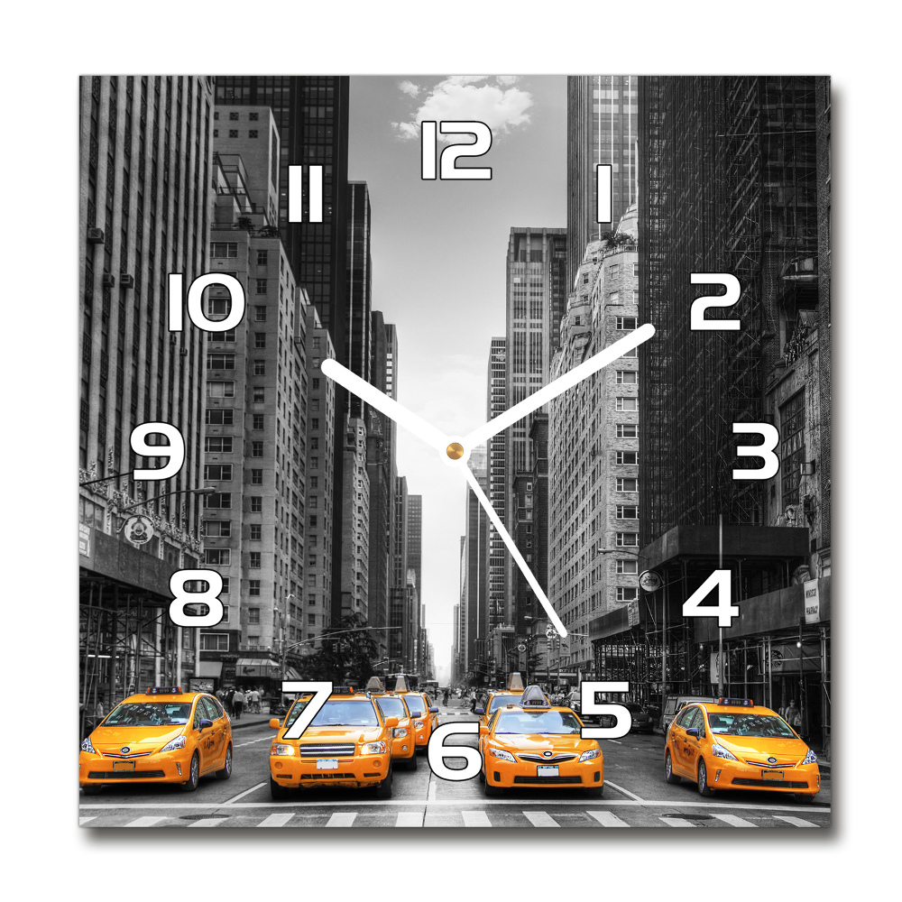 Skleněné hodiny čtverec Taxi New York