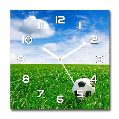 Skleněné hodiny čtverec Fotbal na louce