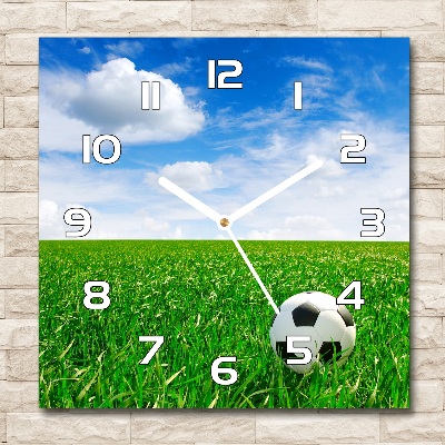Skleněné hodiny čtverec Fotbal na louce