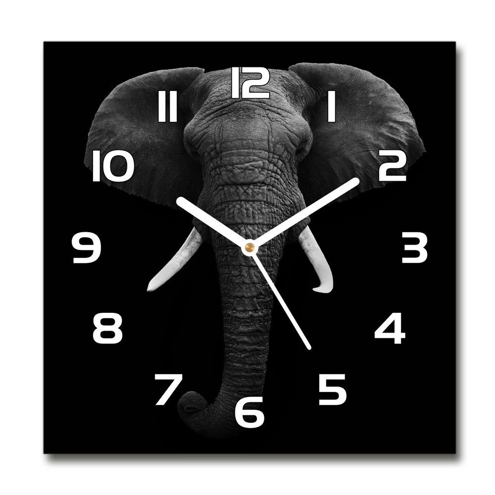 Skleněné hodiny čtverec Africký slon