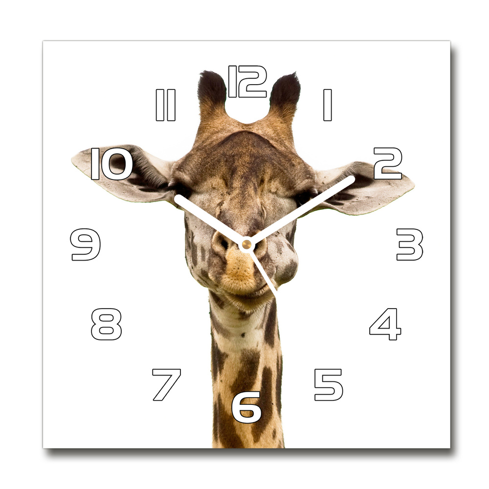 Skleněné nástěnné hodiny čtverec Žirafa