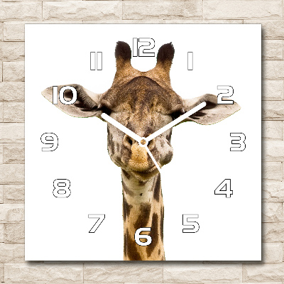 Skleněné nástěnné hodiny čtverec Žirafa