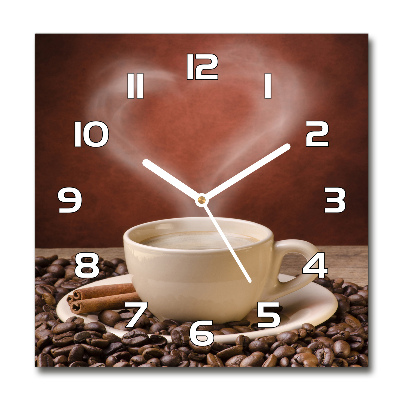 Skleněné hodiny na stěnu Aromatická káva