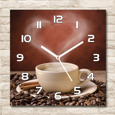 Skleněné hodiny na stěnu Aromatická káva
