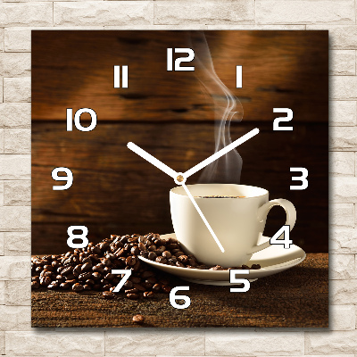 Skleněné hodiny na stěnu Šálek kávy