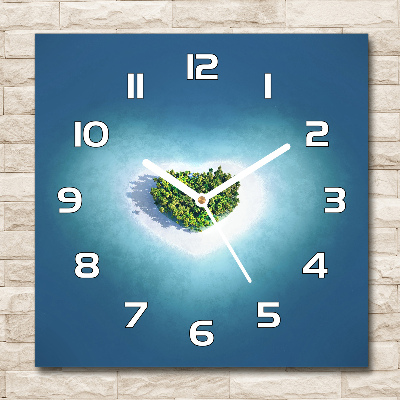 Skleněné hodiny čtverec Ostrov tvar srdce