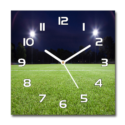 Skleněné hodiny čtverec Fotbalové hřiště