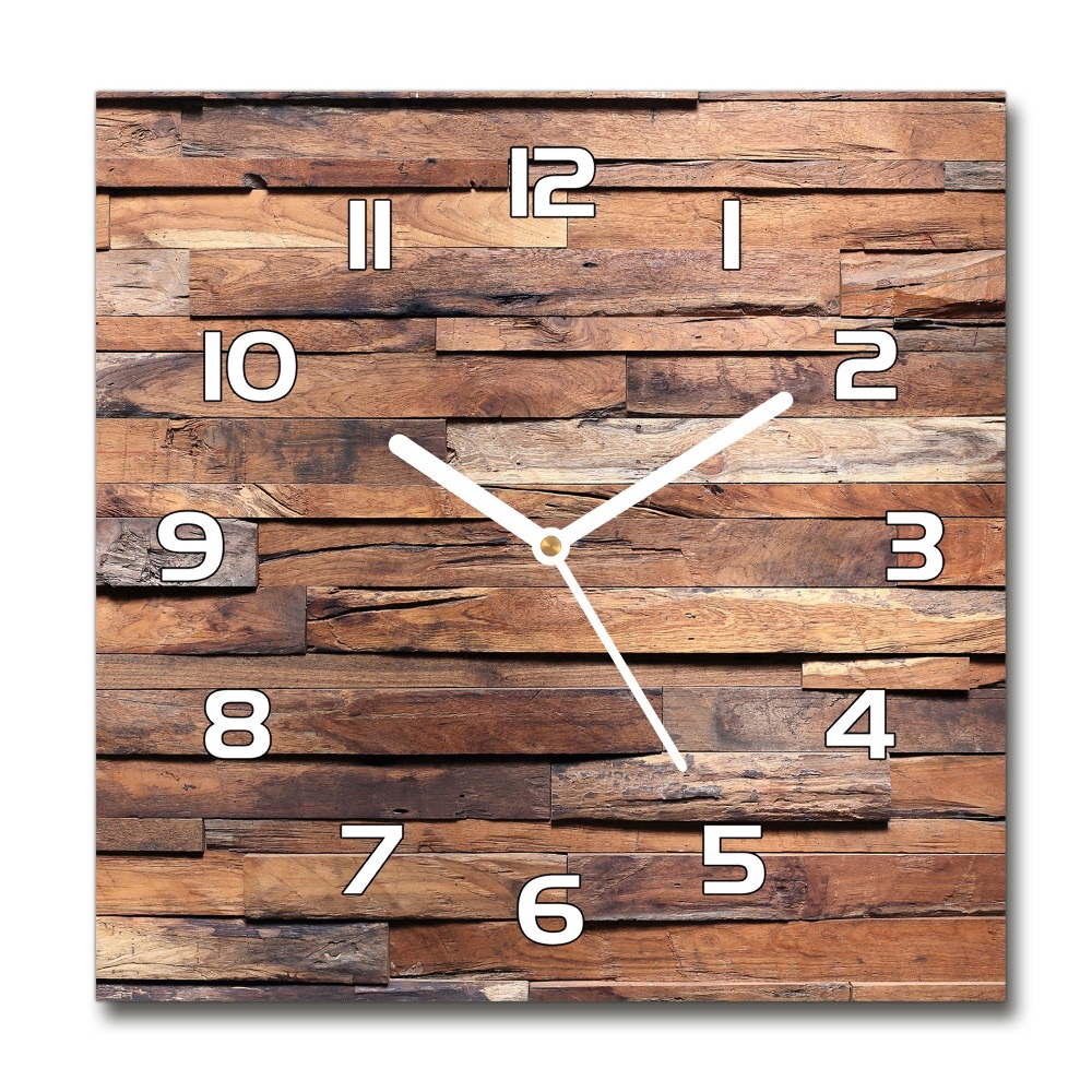 Skleněné hodiny čtverec Dřevěná stěna