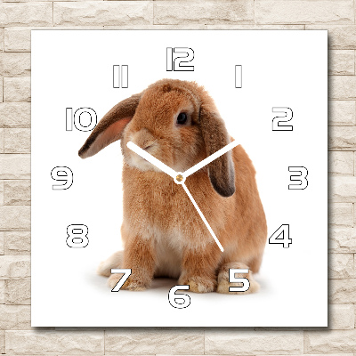 Skleněné hodiny čtverec Červený králík
