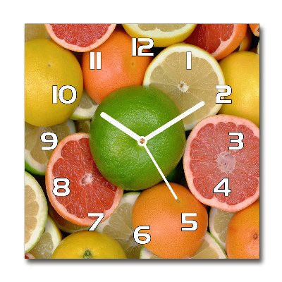 Skleněné hodiny čtverec Citrusové ovoce