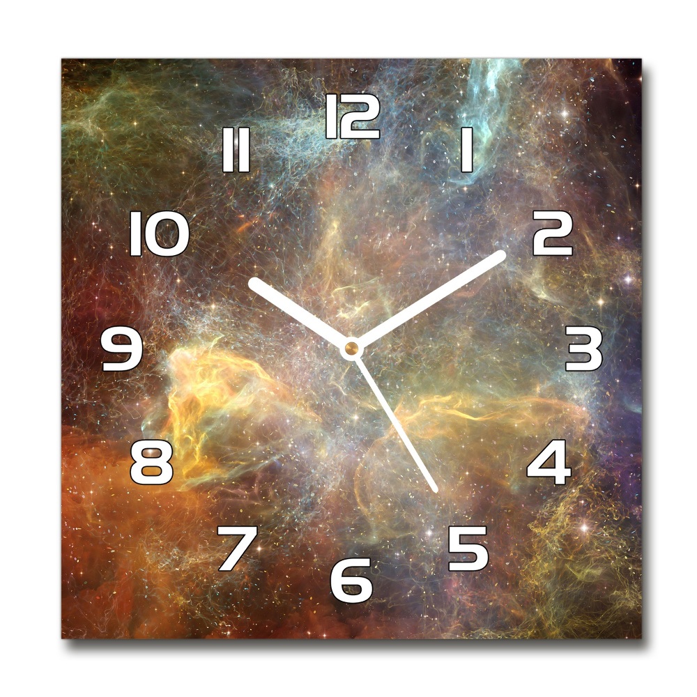 Skleněné nástěnné hodiny čtverec Vesmír