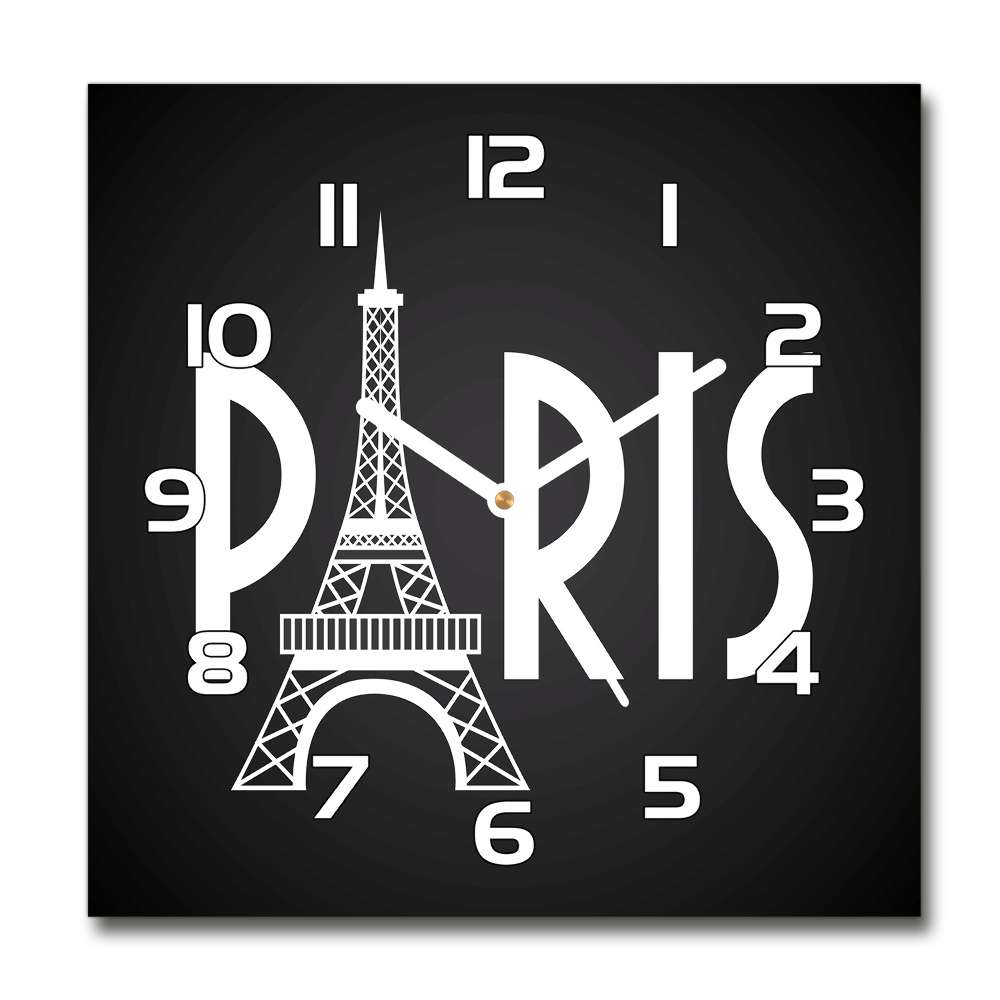 Skleněné nástěnné hodiny čtverec Paříž