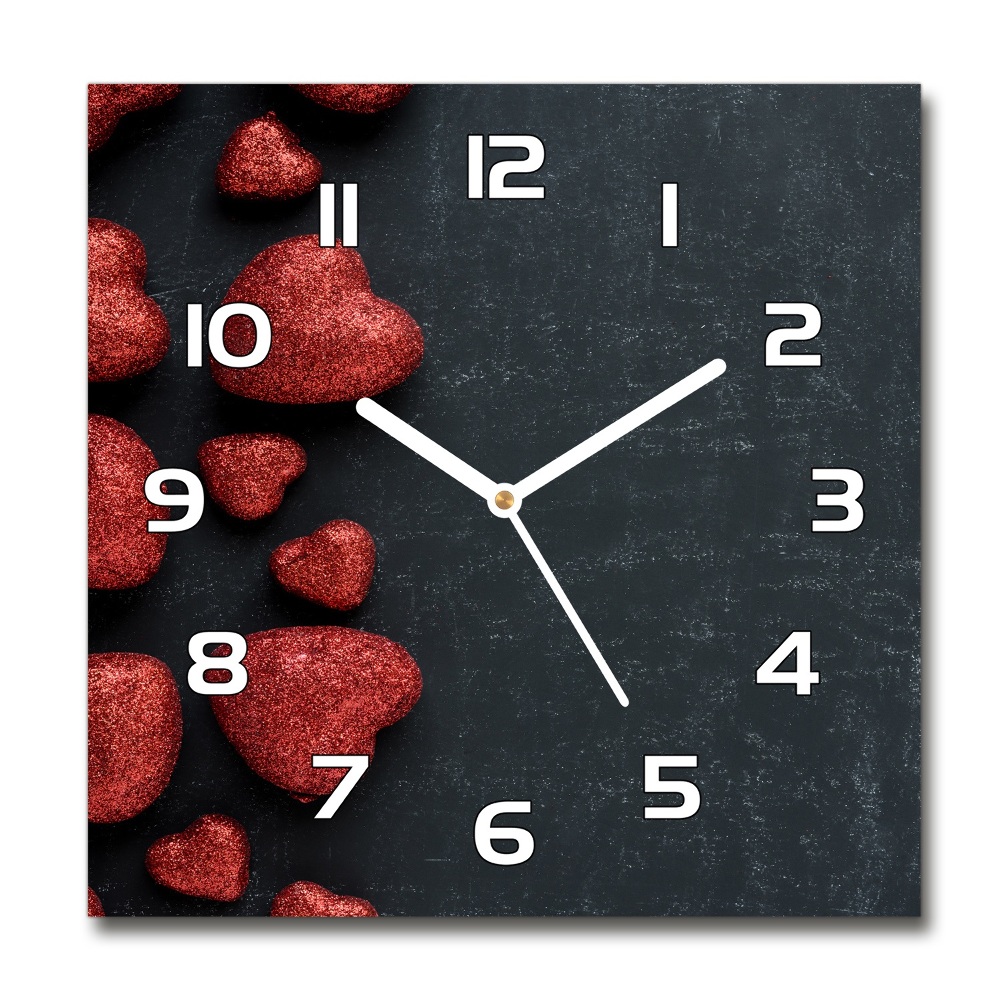 Skleněné hodiny čtverec Srdce na tabuli