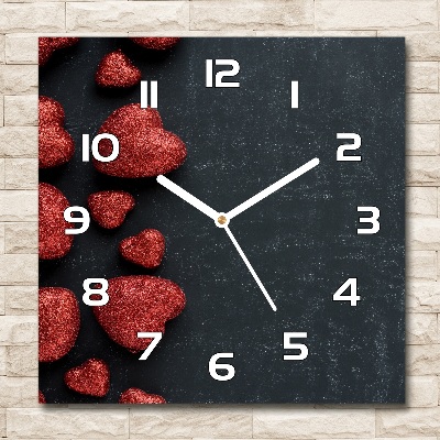 Skleněné hodiny čtverec Srdce na tabuli