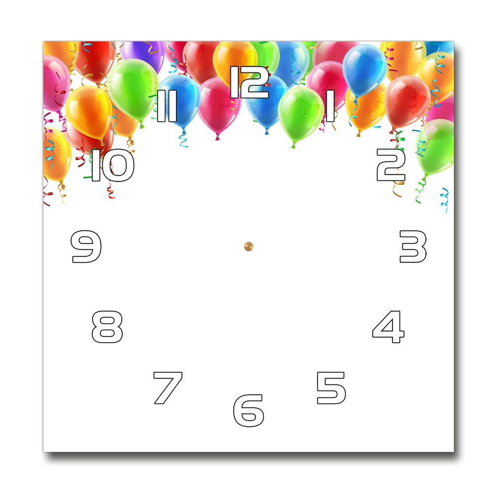 Skleněné hodiny čtverec Barevné balony
