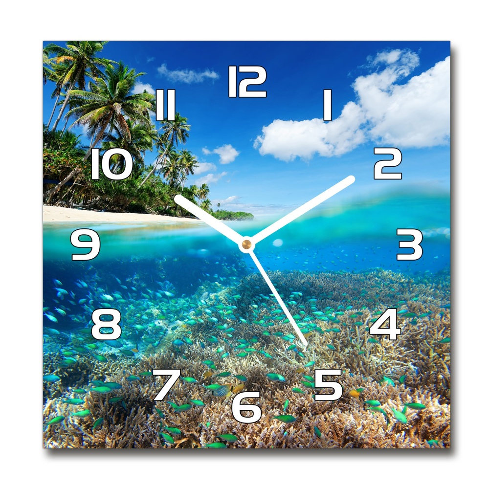Skleněné hodiny na stěnu Korálový útes