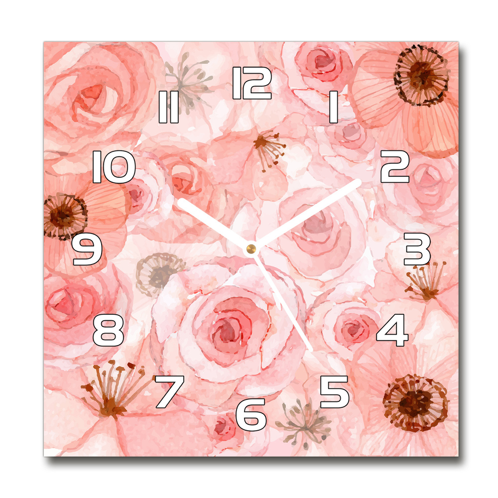 Skleněné hodiny čtverec Květinový vzor