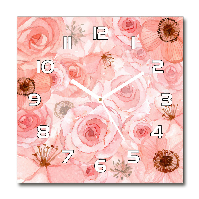 Skleněné hodiny čtverec Květinový vzor