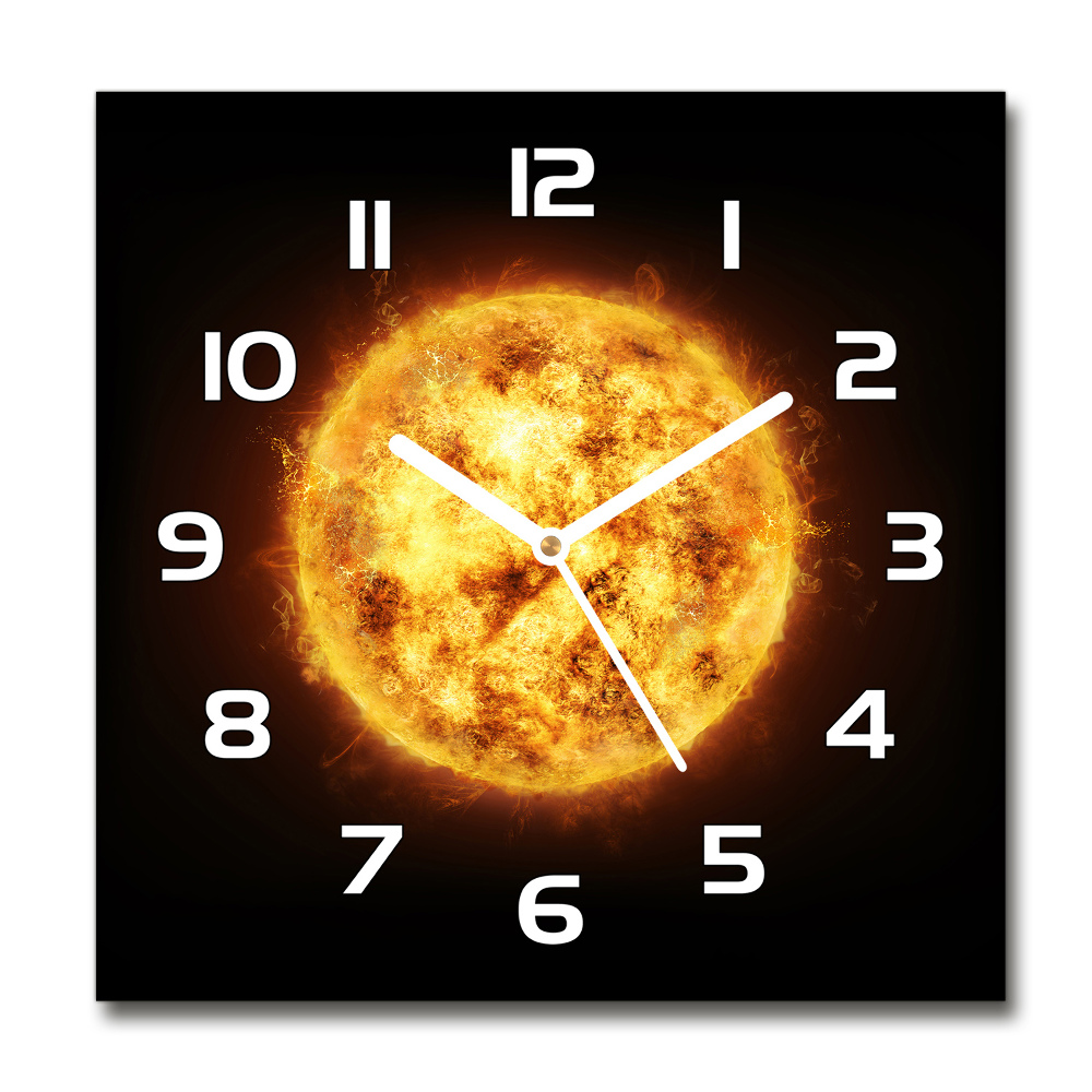 Skleněné nástěnné hodiny čtverec Slunce