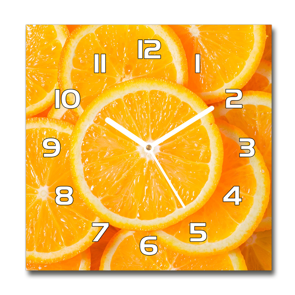 Skleněné hodiny čtverec Plátky pomerančů