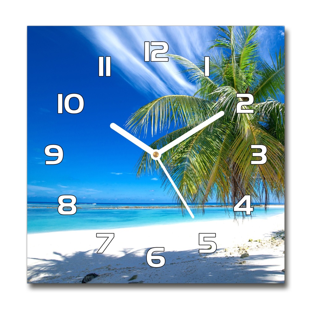 Skleněné hodiny čtverec Tropická pláž